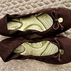 DEX FLEX Comfort Wine Ballet Flats SHOES women 7.5 W wide Elastic Edge